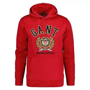 GANT Męska bluza z kapturem Crest Sweat, Rich Red, M - Bluzy męskie - miniaturka - grafika 1