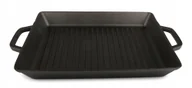 Patelnie - PATELNIA GRILLOWA ŻELIWNA DUŻA na steki mięso indukcja gaz ognisko grill - miniaturka - grafika 1