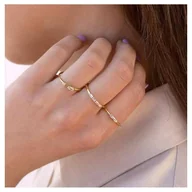 Pierścionki - Pierścionek Stal Chirurgiczna Platerowana Złotem Z Cyrkonią Pst894Poj, Rozmiar Pierścionków: Us8 Eu17 - miniaturka - grafika 1