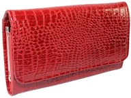 Portfele - Portfel Damski MARCO (PL) 16 cm Klamra Skóra Naturalna PD-62B CZERWONY Lakierowany 16 x 10 x 3 [cm] - miniaturka - grafika 1