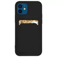 Etui i futerały do telefonów - Card Case silikonowe etui portfel z kieszonką na kartę dokumenty do Samsung Galaxy S21+ 5G (S21 Plus 5G) czarny - miniaturka - grafika 1