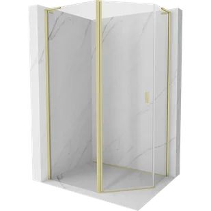 Mexen Mist L kabina prysznicowa pięciokątna asymetryczna uchylna 100x80 cm, transparent, złota szczotkowana - 8A8L-100-080-55-00 - Kabiny prysznicowe - miniaturka - grafika 1