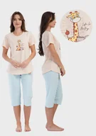 Piżamy damskie - Piżama damska bawełniana z krótkim rękawem i 3/4 spodniami M Vienetta - miniaturka - grafika 1