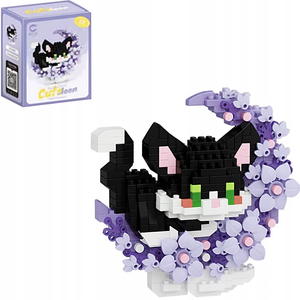 Klocki konstrukcyjne MINI 3D CuteMoon Fioletowy Kot Kolekcja Prezent Święta
