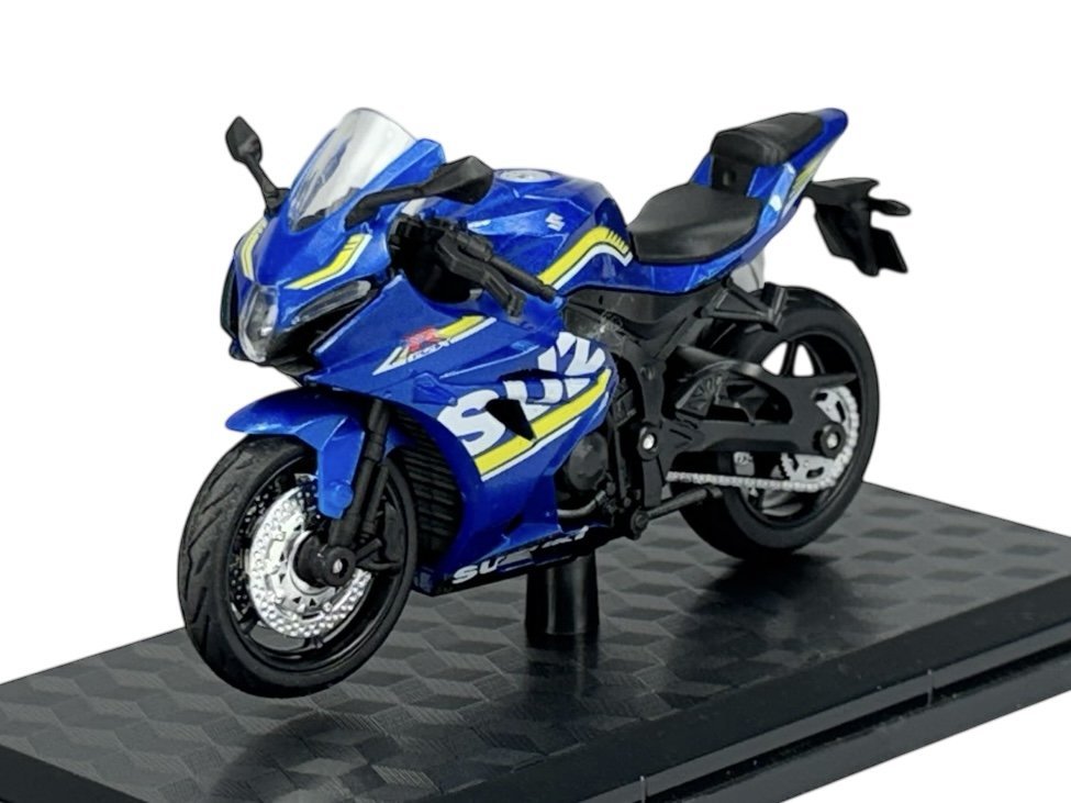 ALLOY CAR SUZUKI GSX-R1000 NIEBIESKI 1:18 MOTOCYKL NOWY Z PODSTAWKĄ