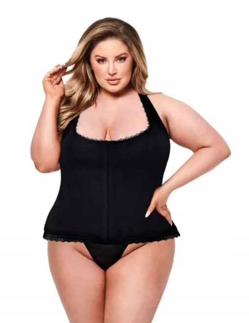 BACI CZARNY KORONKOWY GORSET PLUS SIZE Z FISZBINAMI 50-52 JPA