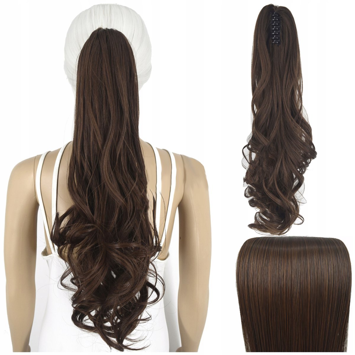 Włosy Syntetyczne Doczepiane Kucyk na Klipsie 55 cm Clip In Jak Naturalne
