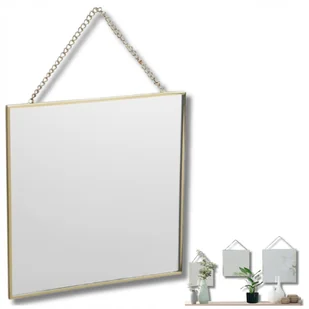 Lustro Scienne W Ramce Złotej Nowoczesne Do Salonu I Sypialni 20x20cm - Lustra - miniaturka - grafika 1