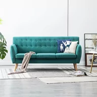 Sofy i kanapy - vidaXL 3-osobowa sofa tapicerowana tkaniną, 172x70x82 cm, zielona - miniaturka - grafika 1