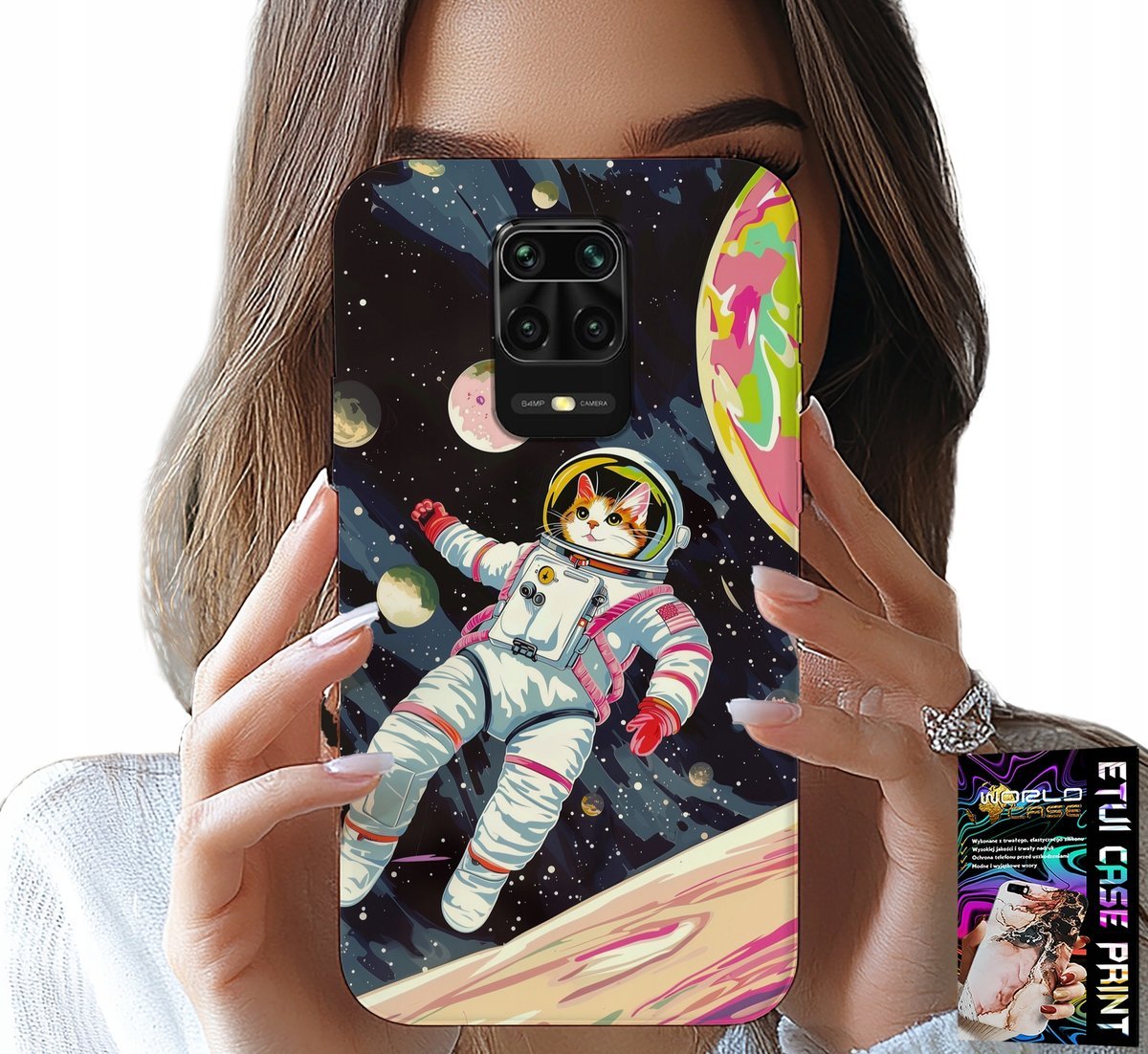 ETUI DO XIAOMI NOTE 9 PRO / 9S - KOCI ASTRONAUTA KOT KOSMOS OBUDOWA CASE