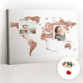 Tablice i flipcharty - Szkolna Tablica korkowa 60x40 cm, Kolorowe Pinezki, wzór Stara mapa z cegły - miniaturka - grafika 1