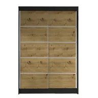 Szafy - Szafa z drzwiami przesuwnymi Lino IV, Czarny / Dąb Artisan - miniaturka - grafika 1