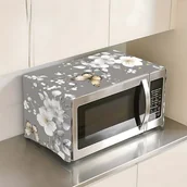 Akcesoria i części do mikrofalówek - TEMU Dekoracyjna osłona na kuchenkę mikrofalową 2D z motywem motyli, kwiatów i liści, zaprojektowana do ochrony przed kurzem, nowoczesna ochrona - miniaturka - grafika 1