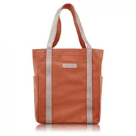 Torebki damskie - Torba Damska Na Ramię Shopper Duża Wegańska Materiałowa Pojemna Pomarańczowa Paolo Peruzzi E-17-Ru - miniaturka - grafika 1