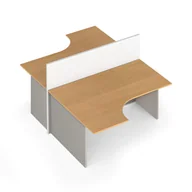 Inne meble biurowe - B2B Partner Zestaw parawanów biurowych ze stołem ergonomicznym, magnetyczny 2 miejsca, buk 437230 - miniaturka - grafika 1