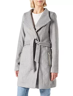 VERO MODA TALL VMTWODOPE Belt 3/4 Wool Jacket GA Tall płaszcz, jasnoszary melanż, XS/T, jasnoszary melanżowy - Płaszcze damskie - miniaturka - grafika 1
