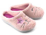 Buty dla dziewczynek - Futerkowe kapcie dziewczęce - INBLU B9-44, różowe z kotkiem - Inblu - miniaturka - grafika 1