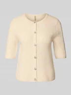 Swetry damskie - Kurtka z dzianiny z okrągłym dekoltem i rękawem o dł. 1/2 model ‘AVALON’ - miniaturka - grafika 1