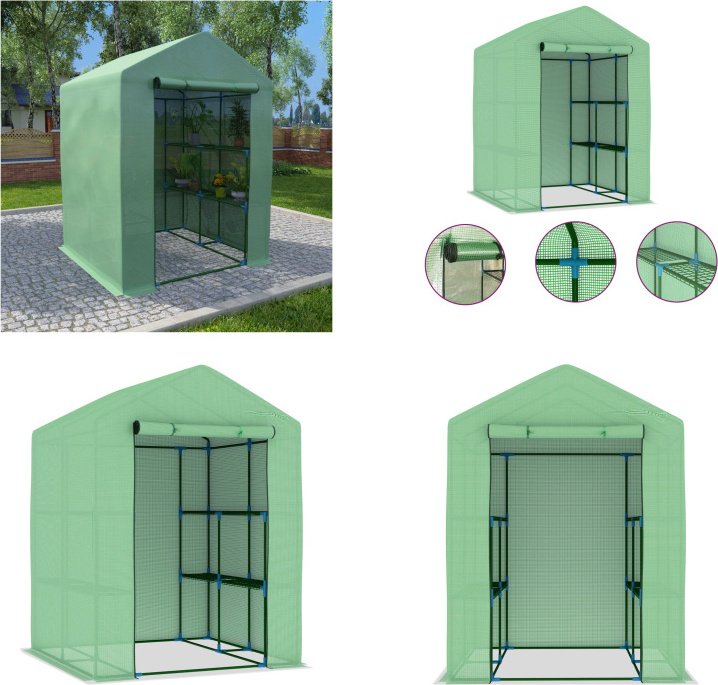 vidaXL Szklarnia z półkami stalowymi 143x143x195 cm - Szklarnia - Szklarnie - Dom dla roślin - Dom dla pomidorów