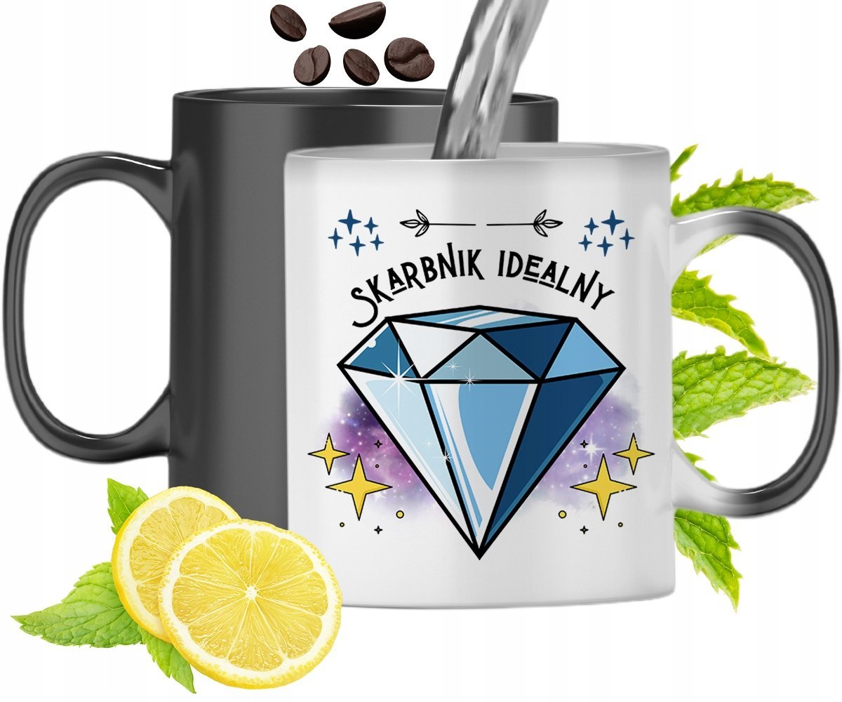 Dla Skarbnika Kubek Magiczny na Urodziny Prezent z Nadrukiem ze Zdjęciem + Opakowanie na prezent (wzór 03)