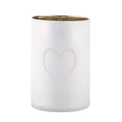 Świeczniki - Świecznik szklany serce 8 x 12 cm matowy ze złotym wykończeniem - miniaturka - grafika 1