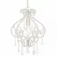 Lampy sufitowe - GSTORE Lampa sufitowa z koralikami biała okrągła E14 GS-281593 - miniaturka - grafika 1