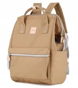 Torby na laptopy - Pojemny plecak damski sportowy na laptopa z kieszeniami port USB Himawari, ciemnobeżowy - miniaturka - grafika 1