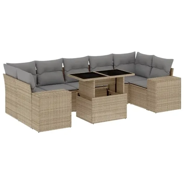 Zestaw mebli ogrodowych beżowy z rattanem PE, 62 x 62 x 69 cm, 55 x 55 cm