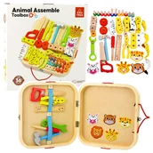 Zabawy w naśladowanie dorosłych - Drewniany Zestaw Majsterkowicza Zwierzęta Do Skręcania W Walizce 59el LEAN Toys - miniaturka - grafika 1