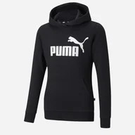 Bluzy dla dziewczynek - Młodzieżowa bluza z kapturem ocieplana dziewczęca Puma Ess Logo Hoodie Fl G 58703101 164 cm Czarna (4063697161382) - miniaturka - grafika 1