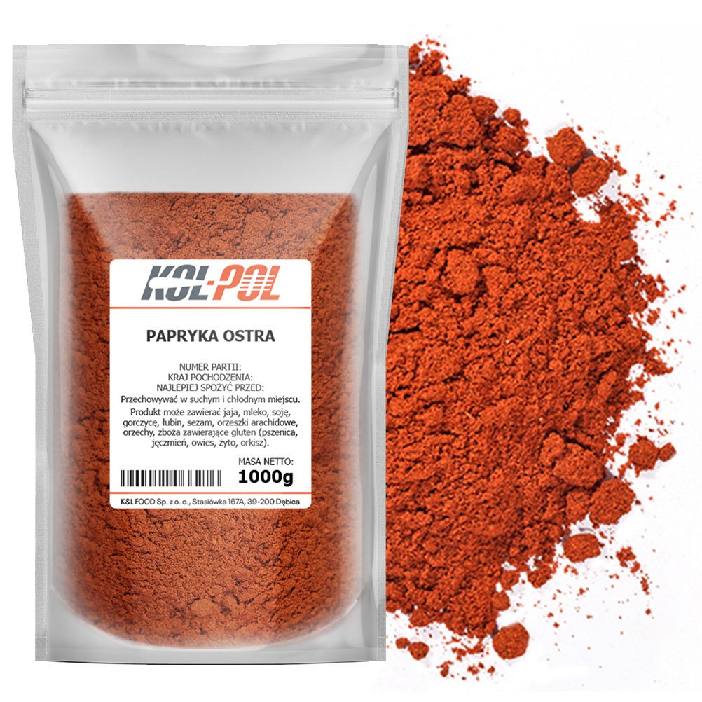 PAPRYKA OSTRA MIELONA 1kg Czerwona aromatyczna naturalna jakość Kol-Pol