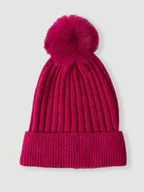 Czapki damskie - Różowa czapka pomponem - miniaturka - grafika 1