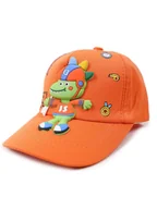 Czapki damskie - Czapka z daszkiem bejsbolówka dziecięca unisex DINO z piłką nożną pomarańczowa 50-54 YOCLUB - miniaturka - grafika 1