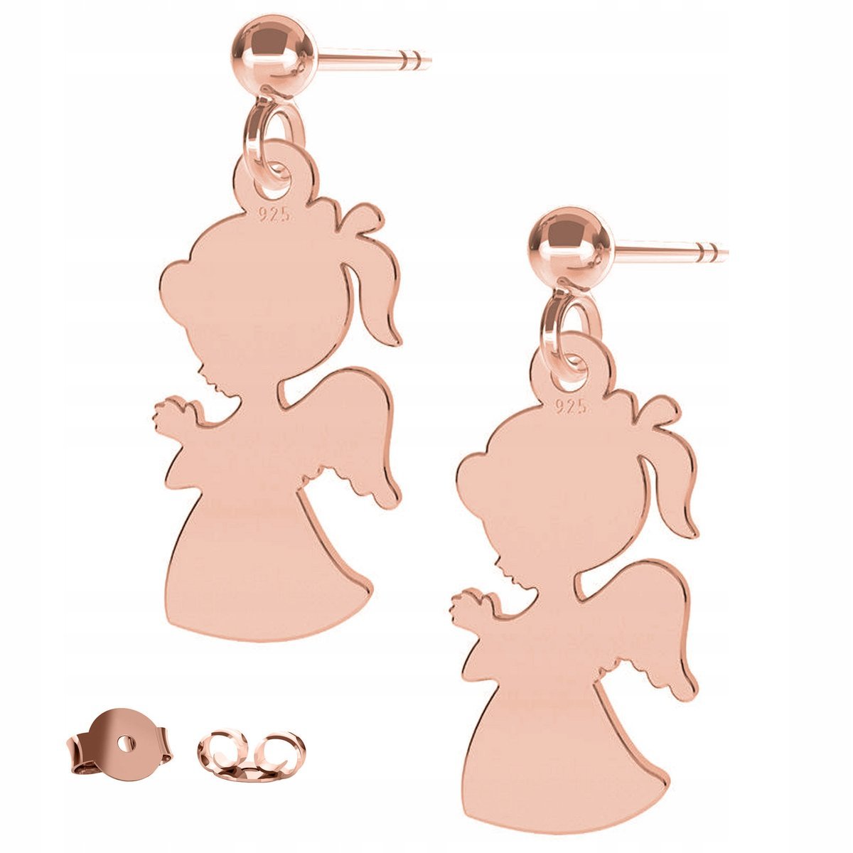 Kolczyki Anioł Aniołek różowe złoto 925