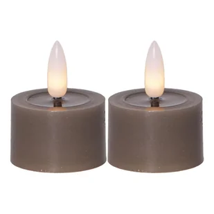 Zestaw 2x świeca LED woskowa tealight FLAMME FLOW brązowo-szara - Świece - miniaturka - grafika 1