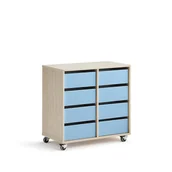 Meble do szkół i przedszkoli - Regał szkolny CASPER, 8 szuflad, brzoza, błękitny - miniaturka - grafika 1