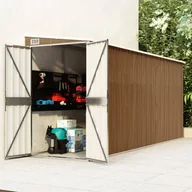 Altany ogrodowe - vidaXL Szopa ogrodowa, mocowana do ściany, brązowa, 118x382x178 cm - miniaturka - grafika 1