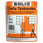 Folie i taśmy malarskie - Solid Folia Malarska Tynkarska 4x5m Extra Mocna Akcesoria Malarskie Chroni Przed Kurzem i zabrudzeniami podczas remontu - miniaturka - grafika 1