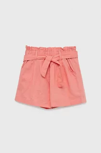 Spodnie i spodenki dla dziewczynek - United Colors of Benetton szorty lniane dziecięce kolor różowy gładkie - grafika 1