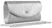 Torebki damskie - Elegancka wieczorowa kopertówka srebrna torebka damska wizytowa do ręki lub na ramię odpinany łańcuszek ROVICKY - miniaturka - grafika 1