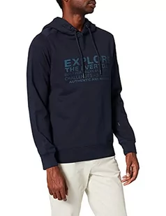 camel active Męska bluza z kapturem, niebieski (Night Blue), M - Bluzy męskie - miniaturka - grafika 1