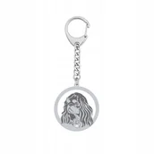 Breloki - Brelok Srebrny do kluczy z King Charles Spaniel 925 Prezent Kobieta GRAWER - miniaturka - grafika 1