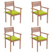 Fotele i krzesła ogrodowe - vidaXL Lumarko Krzesła ogrodowe, 4 szt., jasnozielone poduszki, drewno tekowe! 3062300 - miniaturka - grafika 1