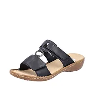 Moda i Uroda OUTLET - Rieker Damskie klapki 60885, damskie slipy, On, Czarny 00, 42 EU Schmal - miniaturka - grafika 1