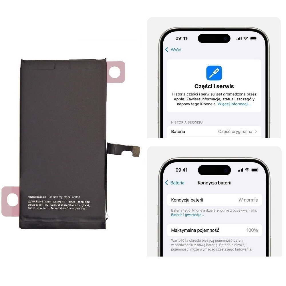 Bateria A3039 akumulator Li-ion 4383mAh Diagnosable z możliwością przypisania jako oryginał do Apple iPhone 15 Plus
