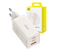 Ładowarki do telefonów - Baseus GaN5 2x USB-C + USB 65W + kabel 1m (biały) - miniaturka - grafika 1