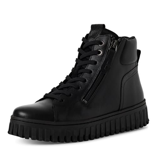 Tamaris Damskie sztyblety Lace Boot Flat 1-25206-43, czarna skóra, 39 EU, czarna skóra, 39 EU