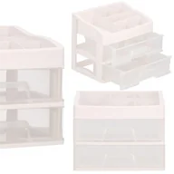Kosmetyczki, organizery i kuferki - Szkatułka Na Biżuterię I Kosmetyki 34X30X25Cm Organizer Z Przegródkami Mleczny - miniaturka - grafika 1