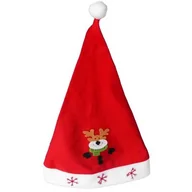 Ozdoby bożonarodzeniowe - Czapka z wypukłą dekoracją renifer 28 x 40 cm biało-czerwony - miniaturka - grafika 1