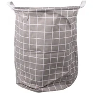 Kosze na bieliznę - Szary skandynawski pojemnik na pranie w kratkę P0-A29 - miniaturka - grafika 1